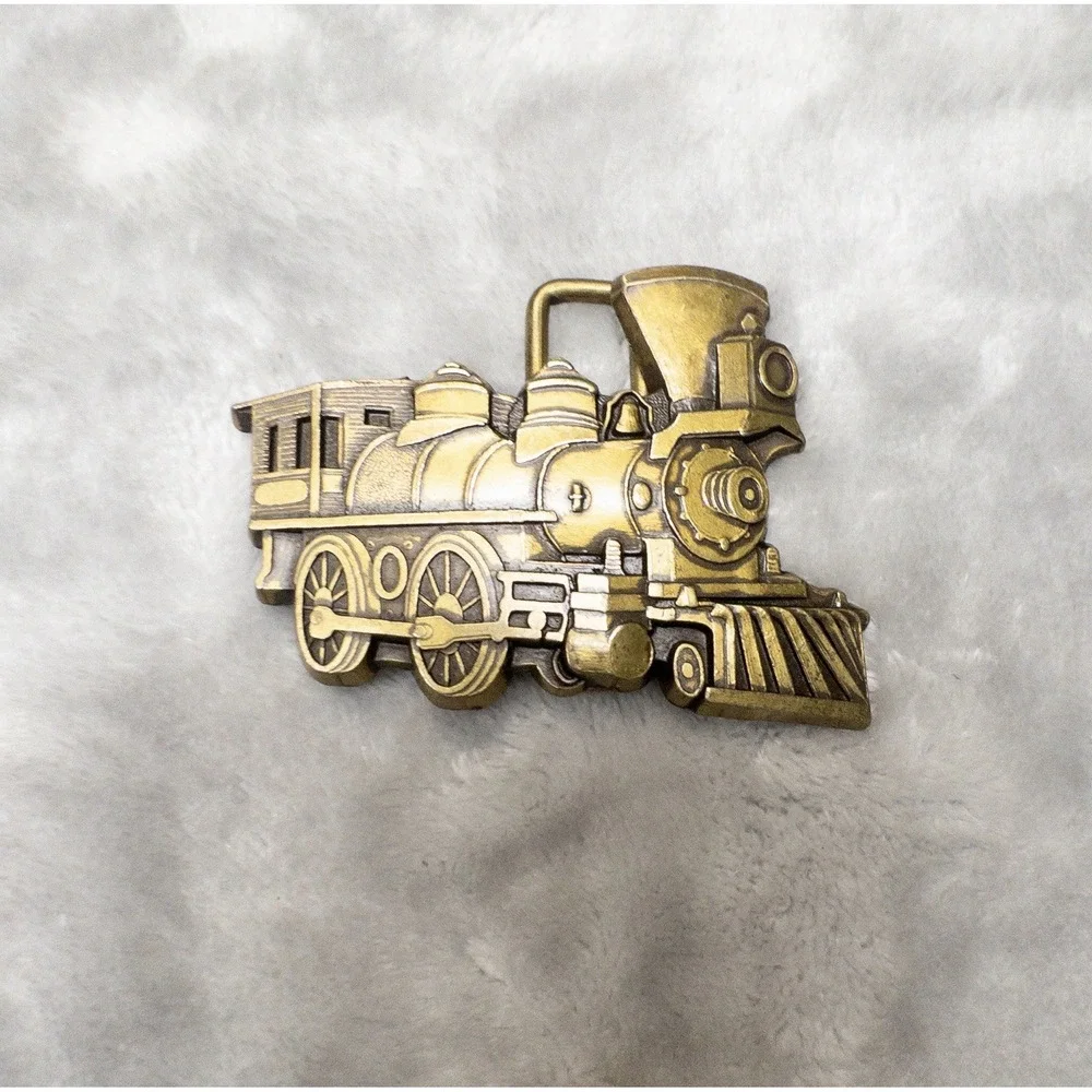 Vintage 1980's Brass Locomotive Belt Buckle Western Railroad Steam Engine
